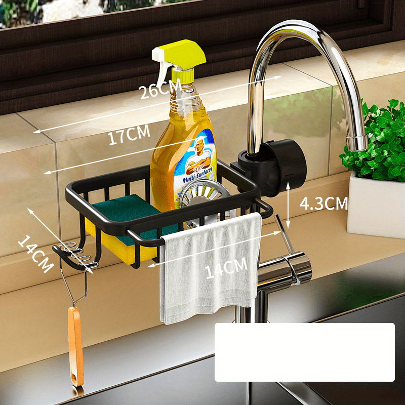 1pc, Sponge Holder Over Faucet Kitchen Sink Caddy Organizer, Detachable  Hanging Faucet Drain Rack For Bathroom, Scrubbers, Soap