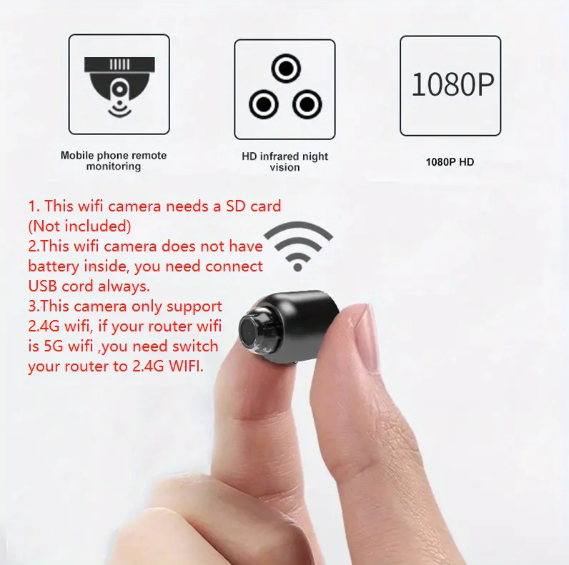 Mini Camera Wifi 1080p Baby Monitor Indoor Security Camera - Temu