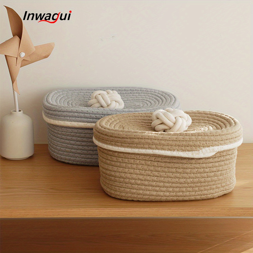 Woven Cotton Rope Storage Basket Perfect Organizing Closets Temu
