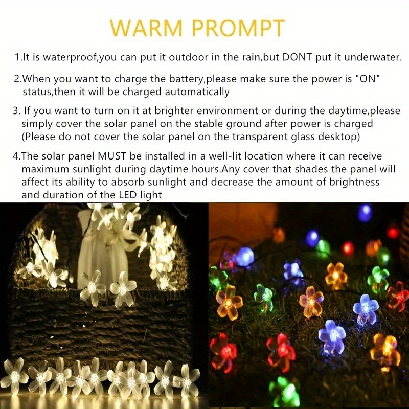 1pc peach flower solar string lights solar lights outdoor waterproof cherry blossoms solar fairy lights decorations for garden yard patio christmas tree party decoration details 27