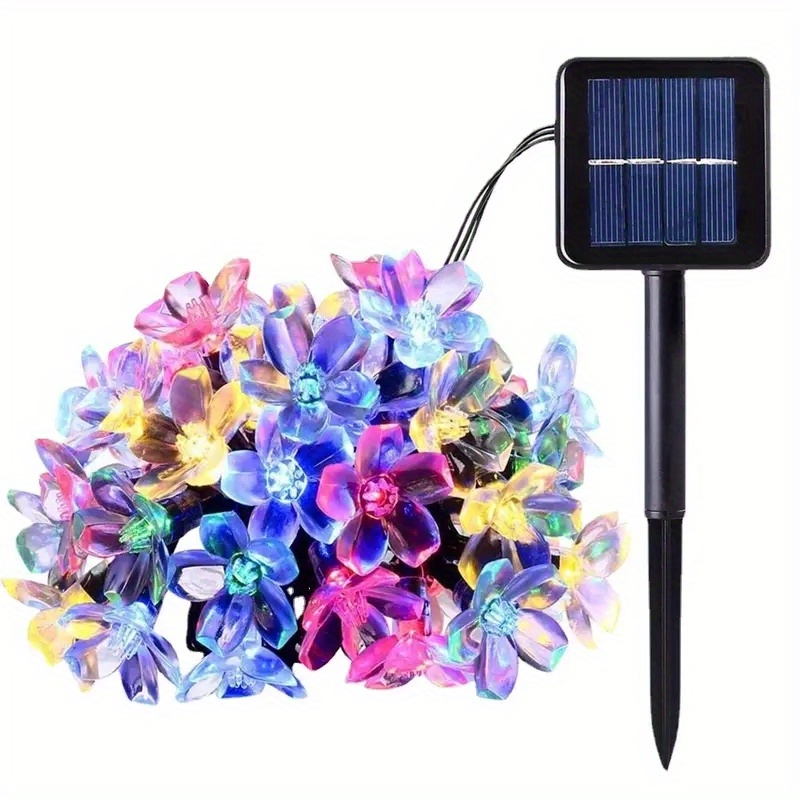 1pc peach flower solar string lights solar lights outdoor waterproof cherry blossoms solar fairy lights decorations for garden yard patio christmas tree party decoration details 9