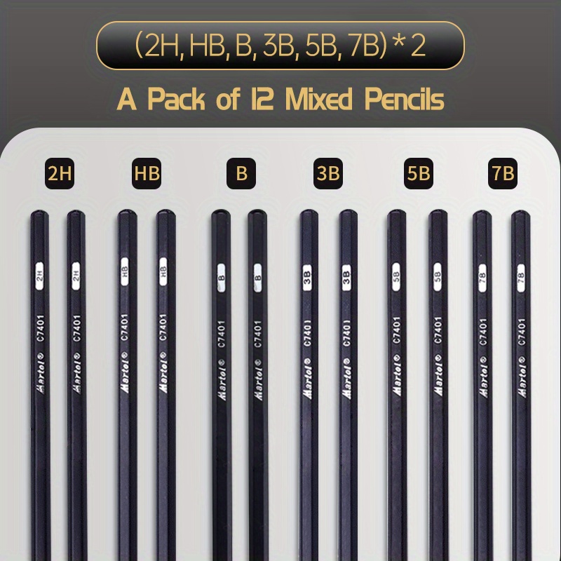 Marie's,sketch Pencils Set For Drawing(14b, 12b, 10b, 8b, 6b, 5b, 4b, 3b,  2b, B, Hb, 2h)graphite Pencils Kit For Students, Beginners & Pro Artists,  Ideal For Drawing Art, Sketching, Shading - Temu