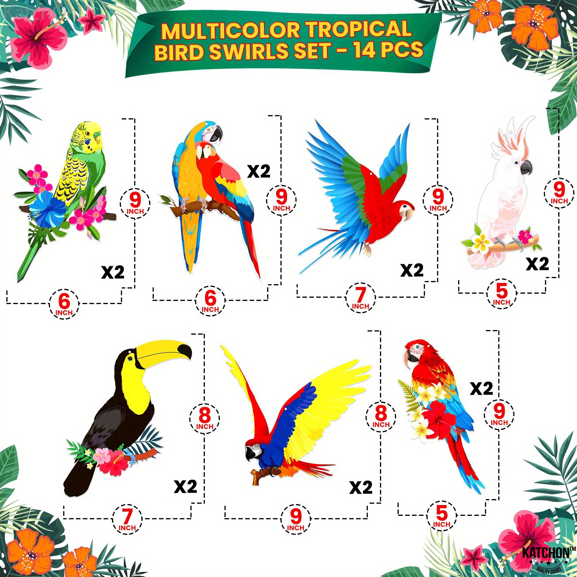 6 Stück Tropische Vögel Wabenpapier-Deko – Hängende Papageien Für Hawaii-Party, Luau, Dschungel-Thema