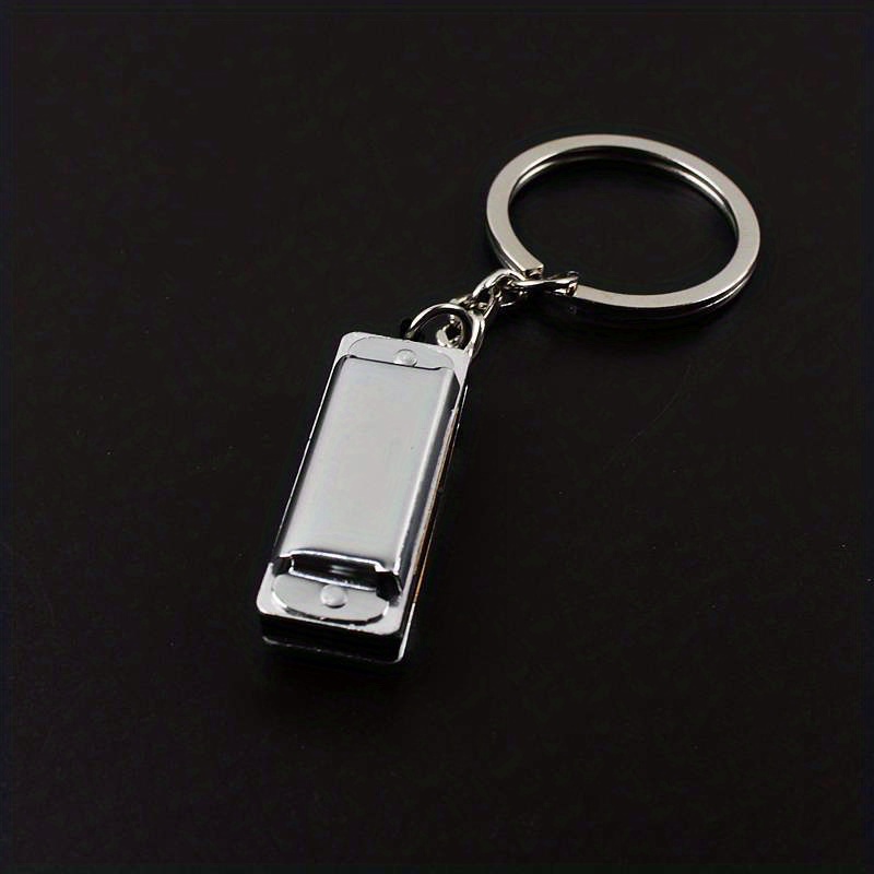 Mini Colorful Harmonica Keychain, Metal Key Ring Pendant