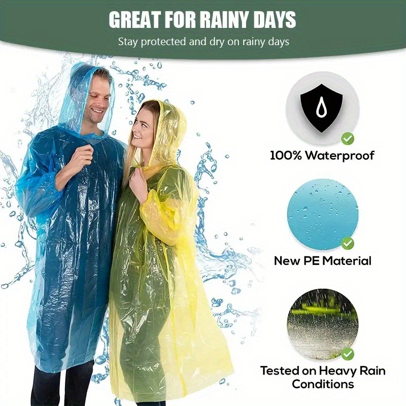 unisex disposable raincoat portable raincoat card raincoat adults waterproof emergency raincoat for outdoor camping hiking sports details 2