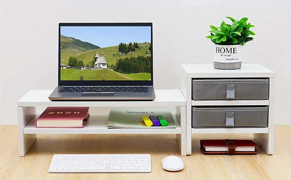 1pc Soporte de elevación de pantalla de computadora, estante de  almacenamiento de escritorio de oficina, soporte de base de elevador de  exhibición
