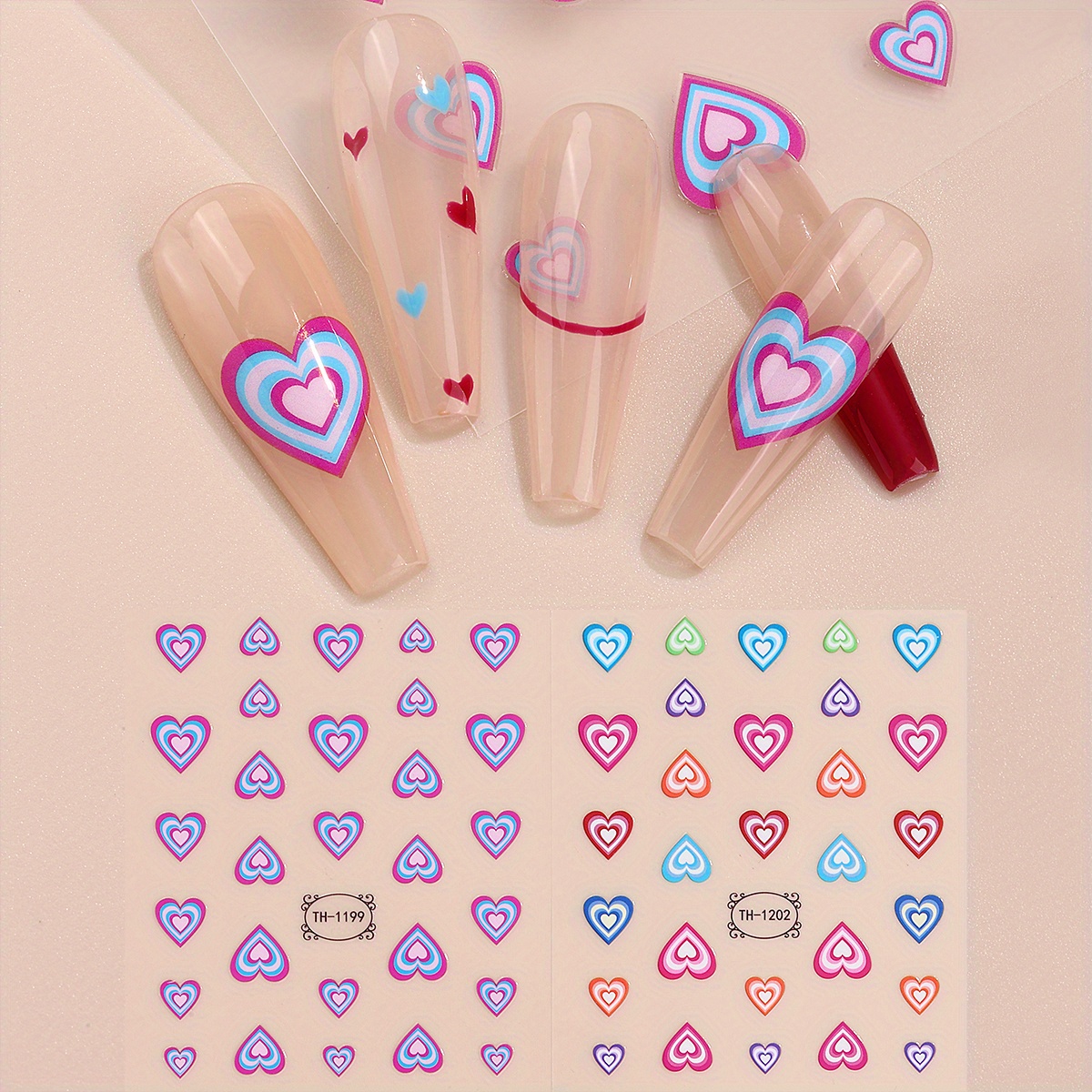 3d Heart Love Nail Art Stickers Valentine Self adhesive Temu