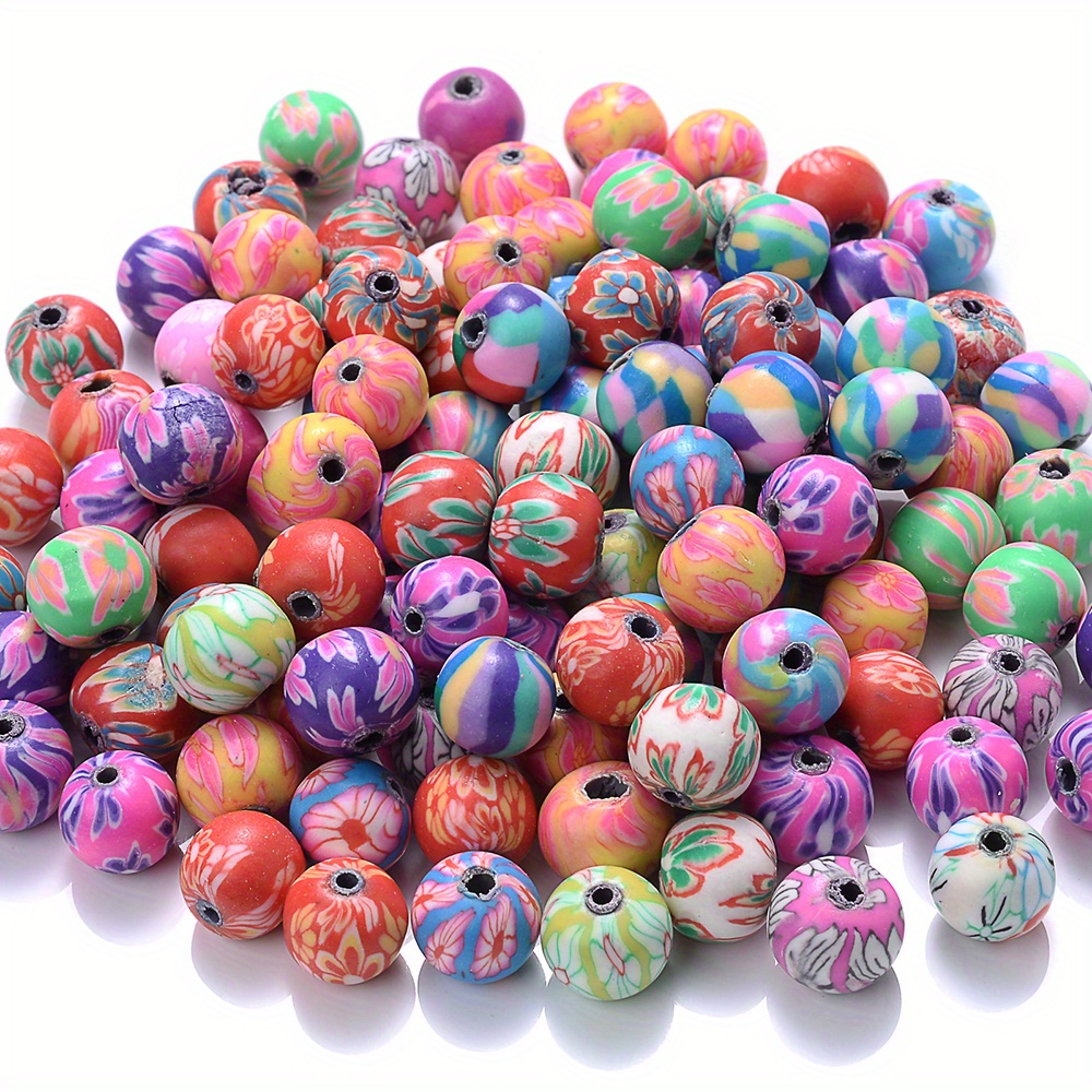 Pipitree 50pcs Mixed Color Polymer Clay Flower Beads - Round Spacer Beads For , Bracelets & Necklaces Crafting Accessories, Pipitree