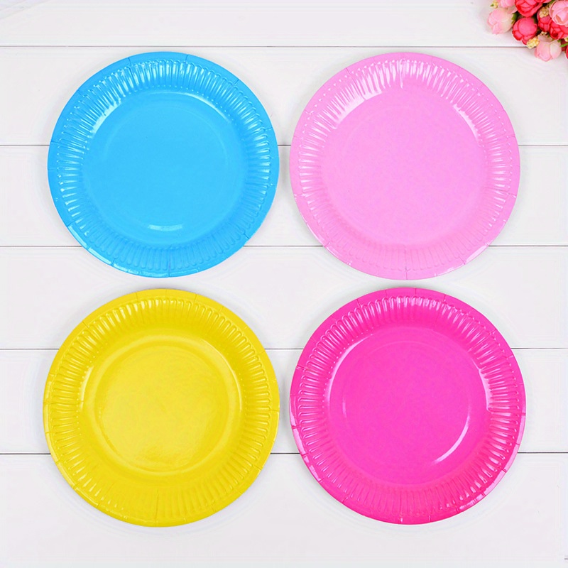 40Pcs Coloured Paper Plates Multi Colors Classroom Party Supplies