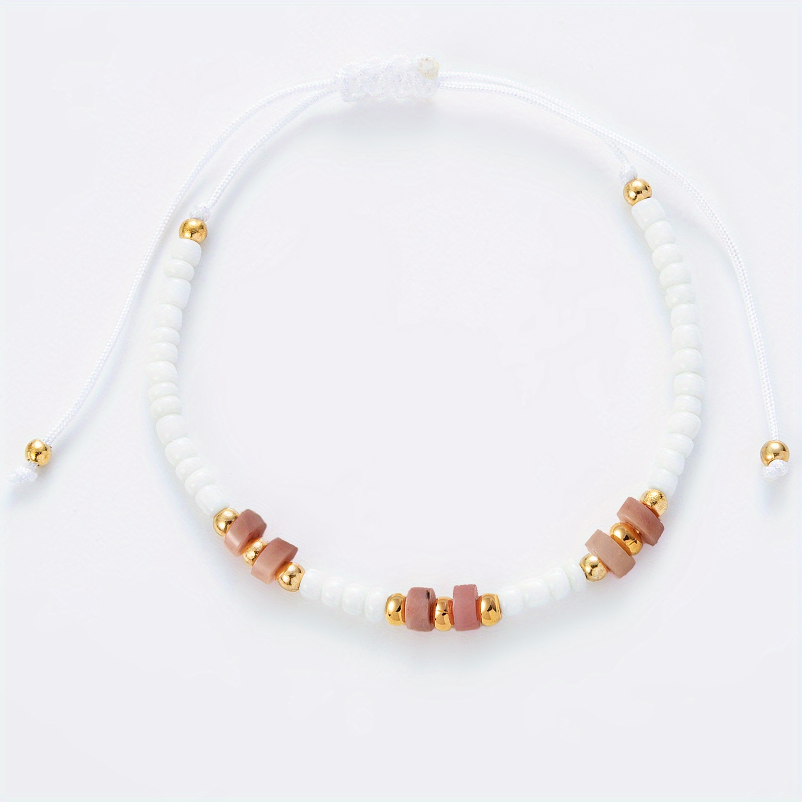 TEMU Bracciale in stile boh矇mien intrecciato a con cordino di perline regolabile