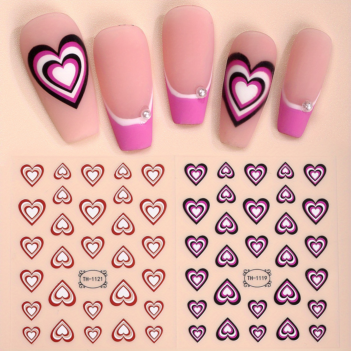 3d Heart Love Nail Art Stickers Valentine Self adhesive Temu