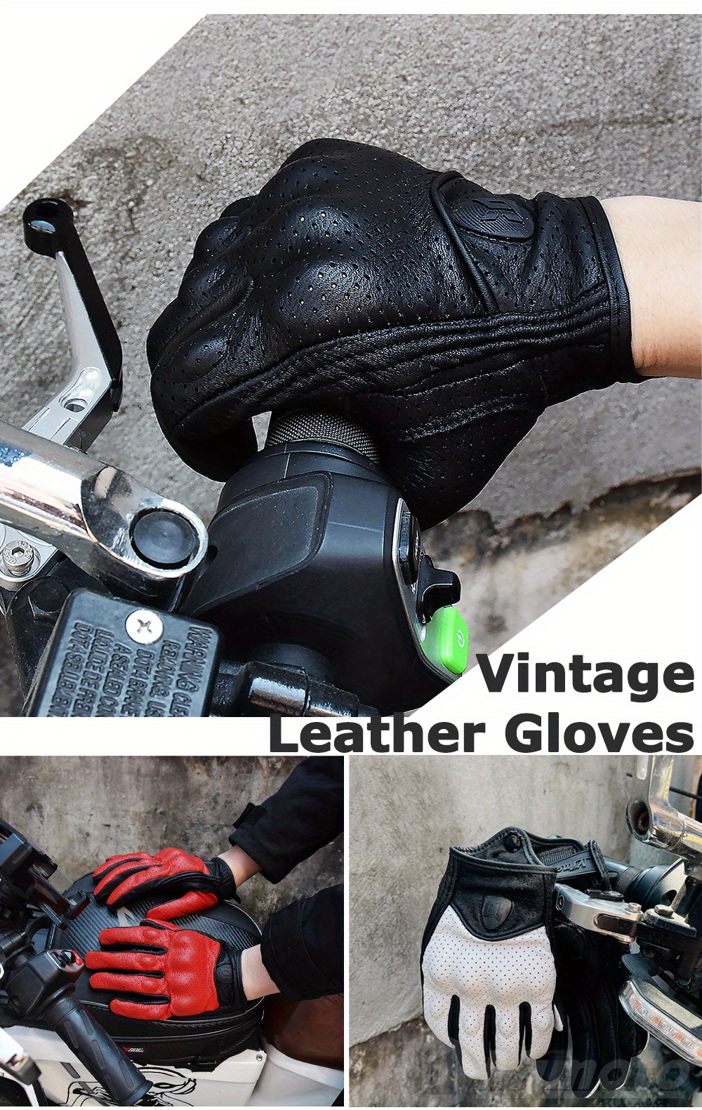 Real Leather Motorcycle Gloves Summer Perforated Motorcyclist
