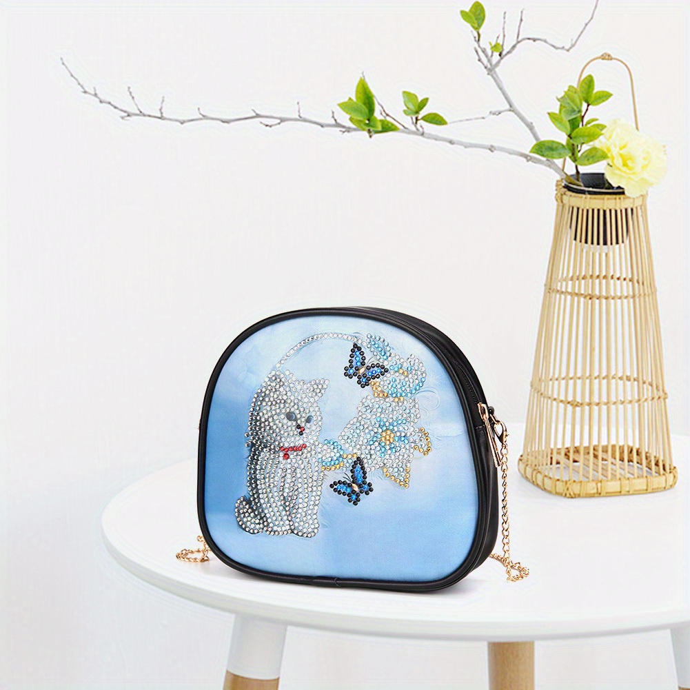 Diy Cat Diamond Painting Clutch Bags Size Soft Leather Handbag And