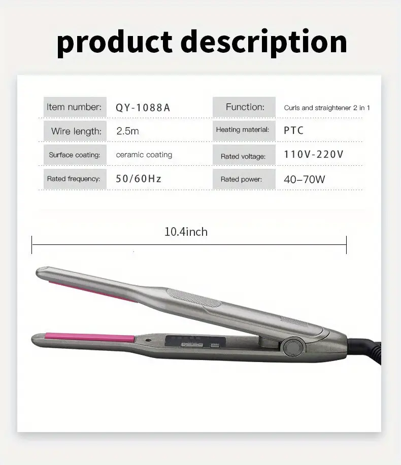 3 10 small flat iron pencil flat iron for short hair pixie cut and bangs mini hair straightener for edges with anti pinch design tiny hair straightener with floating plates details 7