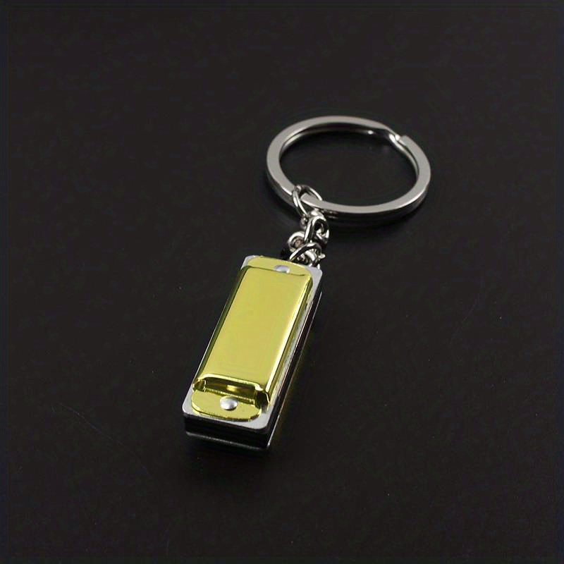 Mini Colorful Harmonica Keychain, Metal Key Ring Pendant