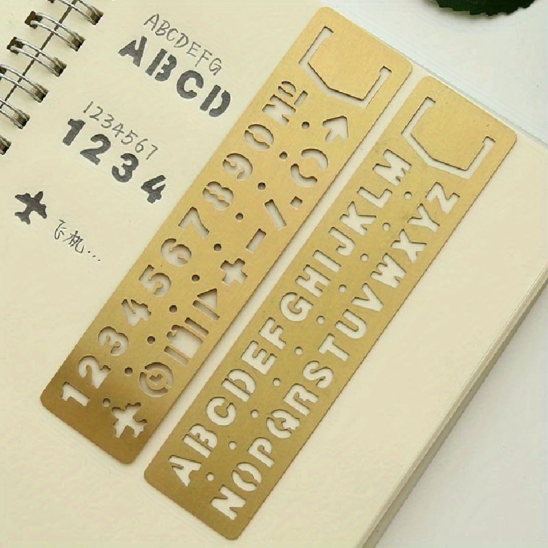 クリエイティブ真鍮多機能定規ブックマーク文字と数字テンプレートペイントツール学生ギフト文具学用品　Temu　Japan