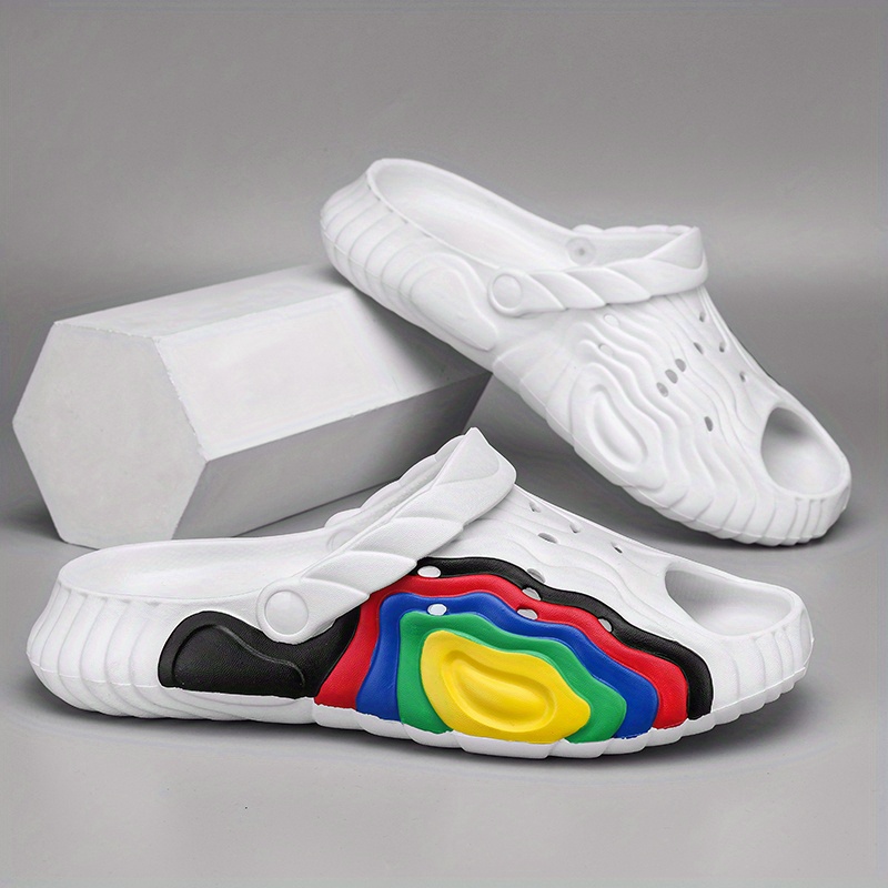 Men's Rainbow Stitching Print Summer Home Slippers