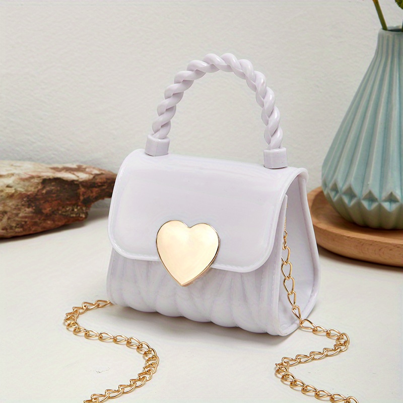 Elegant And Cute Fashion Mini Bag, Pvc Handheld Bag With Love Decoration  For Girls, Used For Party And Holiday Gifts - Temu