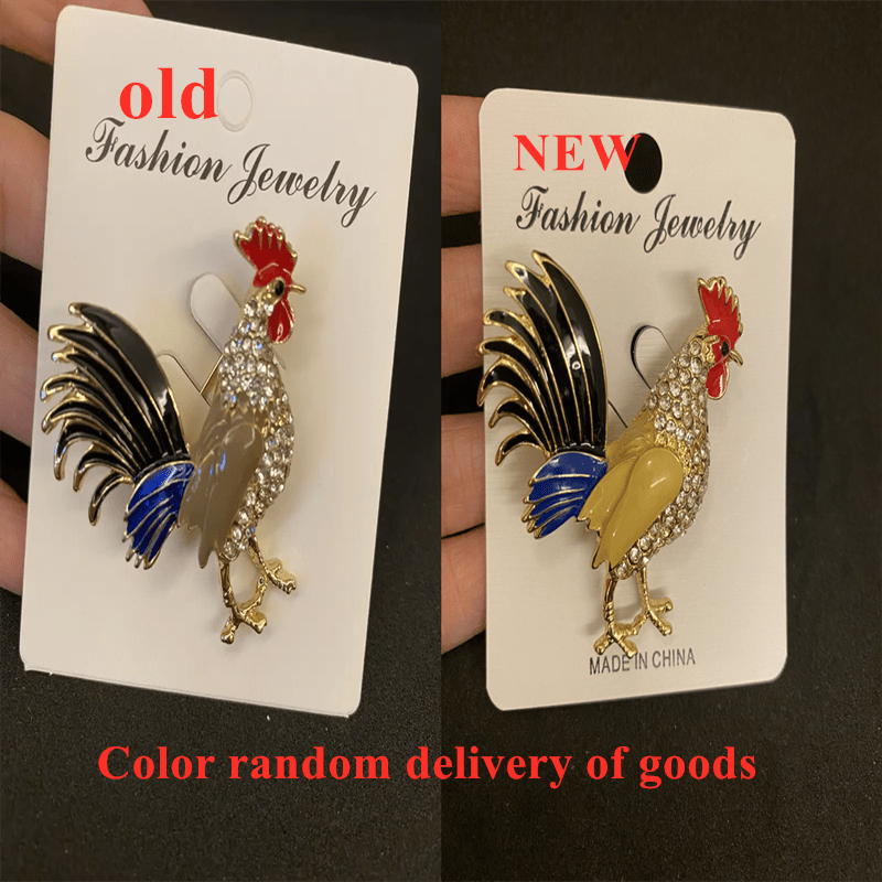 Trendy Big Rooster Brooch French Jewelry Fashion Multicolor Crystal Rhinestone Brooches Female Animal Brooches for Women Calizota Purple