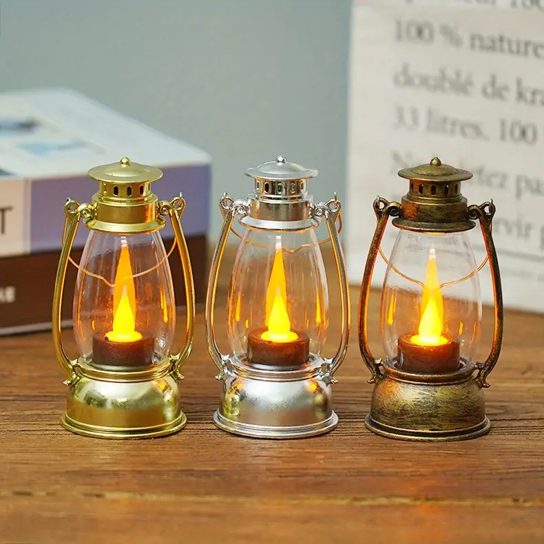 1pc mini vintage wind lamp led candle light small night light camping light bedside hanging light table light atmosphere light electronic candle light with 3 pieces ag13 battery powered details 12