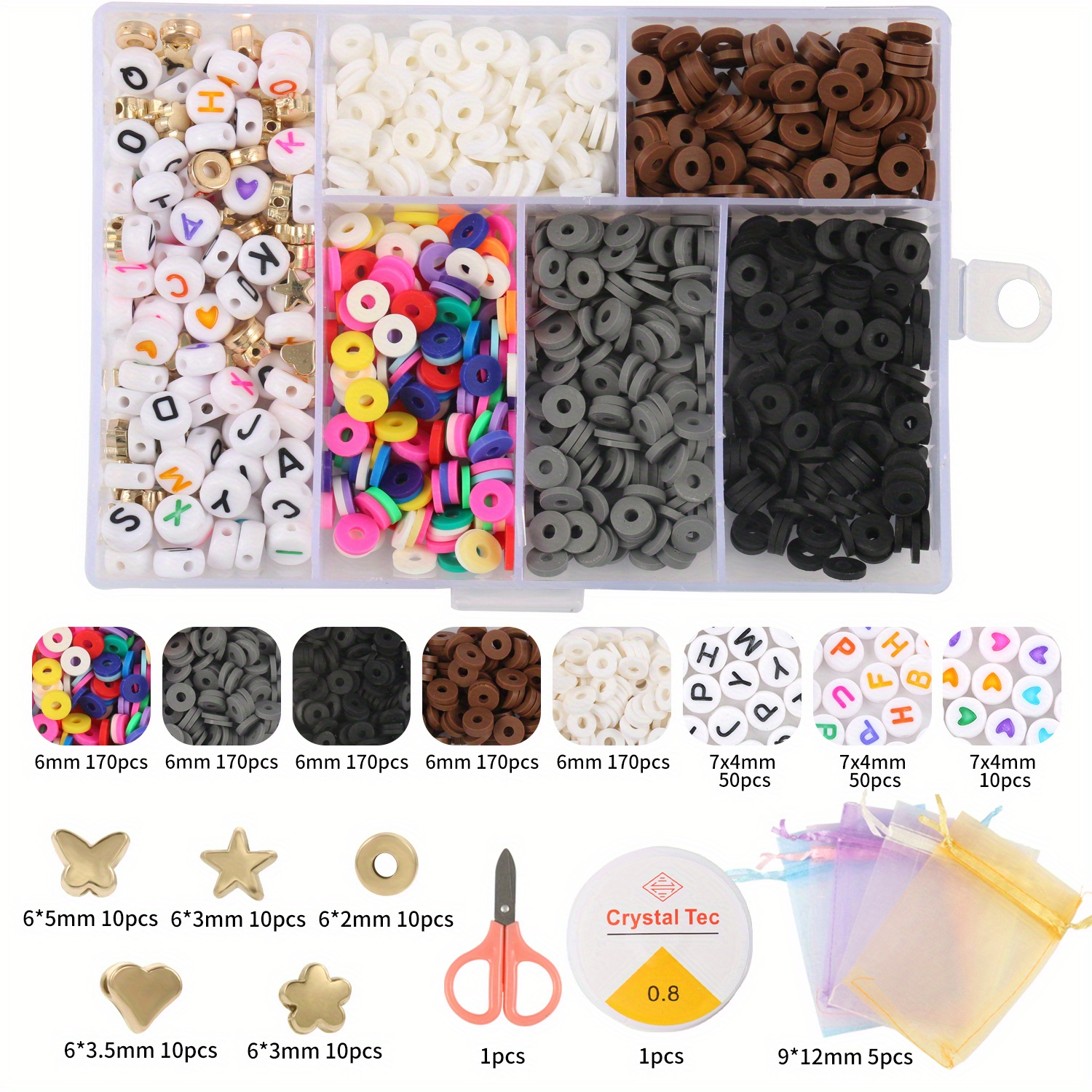 DIY Heishi Bracelet Making Kit, Including Disc/Flat Round Polymer Clay  Beads, Acrylic & ABS Plastic & CCB Plastic Beads, Elastic Thread, Mixed  Color