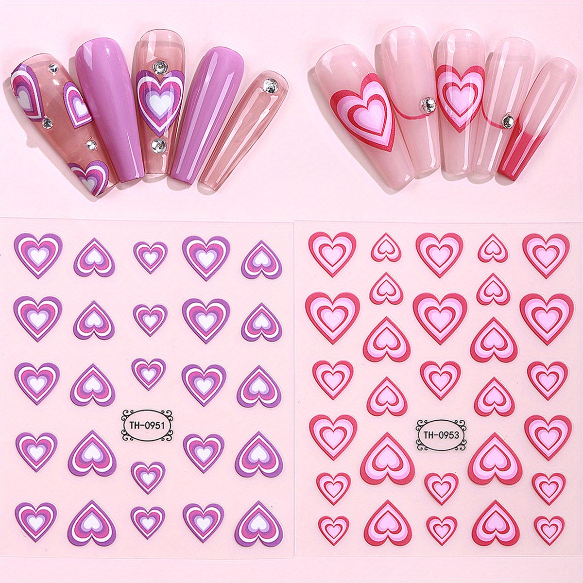 3d Heart Love Nail Art Stickers Valentine Self adhesive - Temu