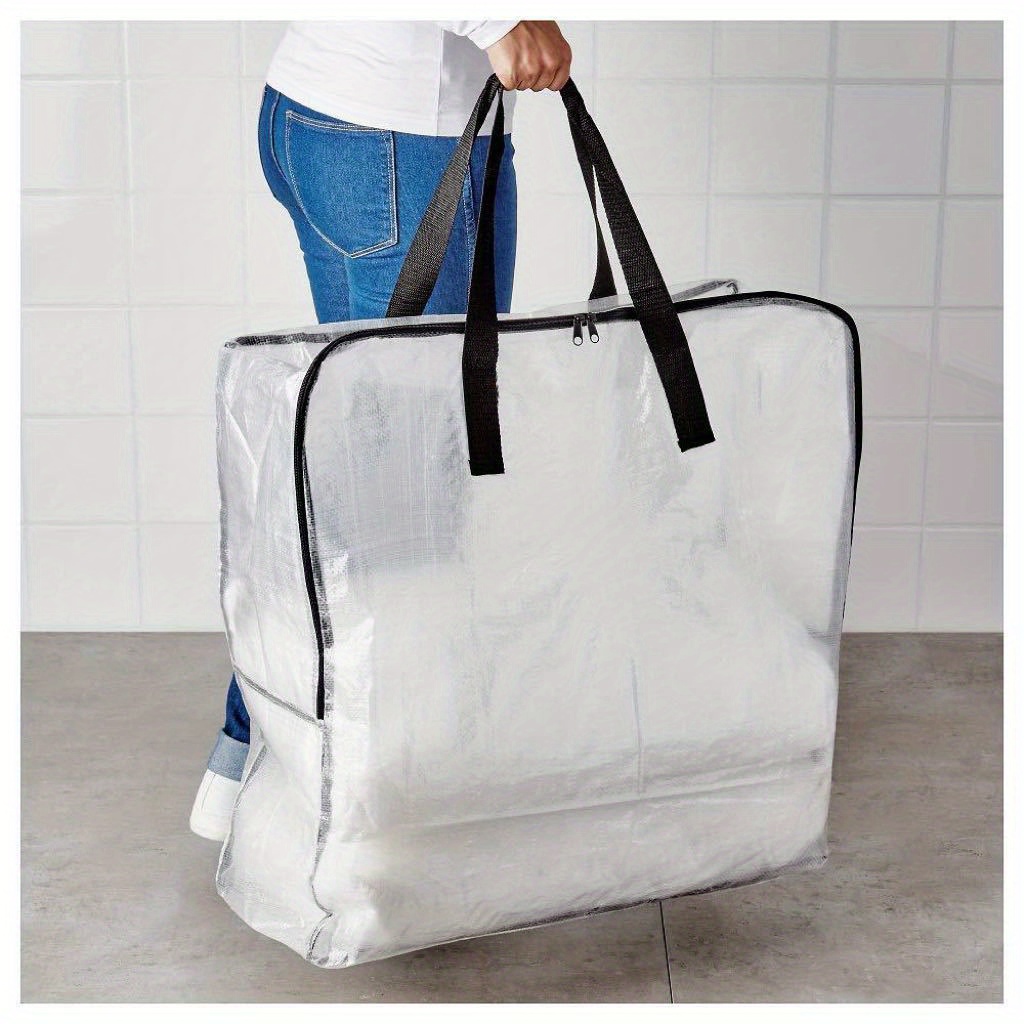 Packing Bags Moving Clear Zippered Storage Bags Handles Temu