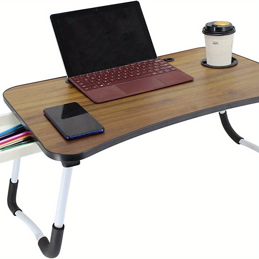 Laptop Bed Tray Desk With Cup Holders Lap Desk With Cushion - Temu