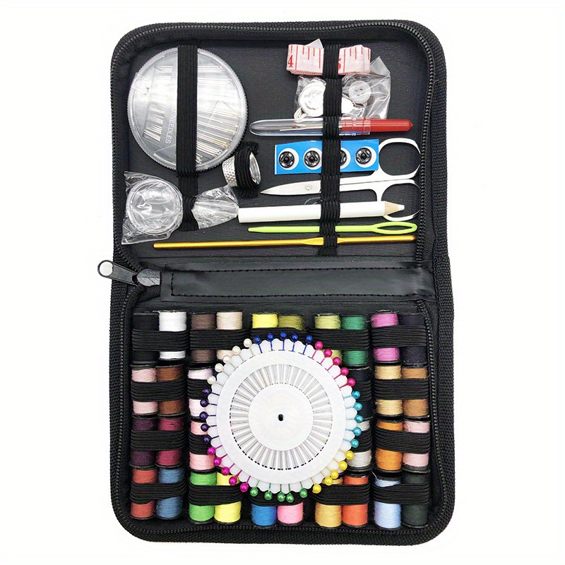 Coquimbo Sewing Kit for Traveler, Adults, Beginner, Emergency, DIY Sewing  Supplies Organizer Filled with Scissors, Thimble, Thread, Sewing Needles,  Tape Measure etc (Black, S) 
