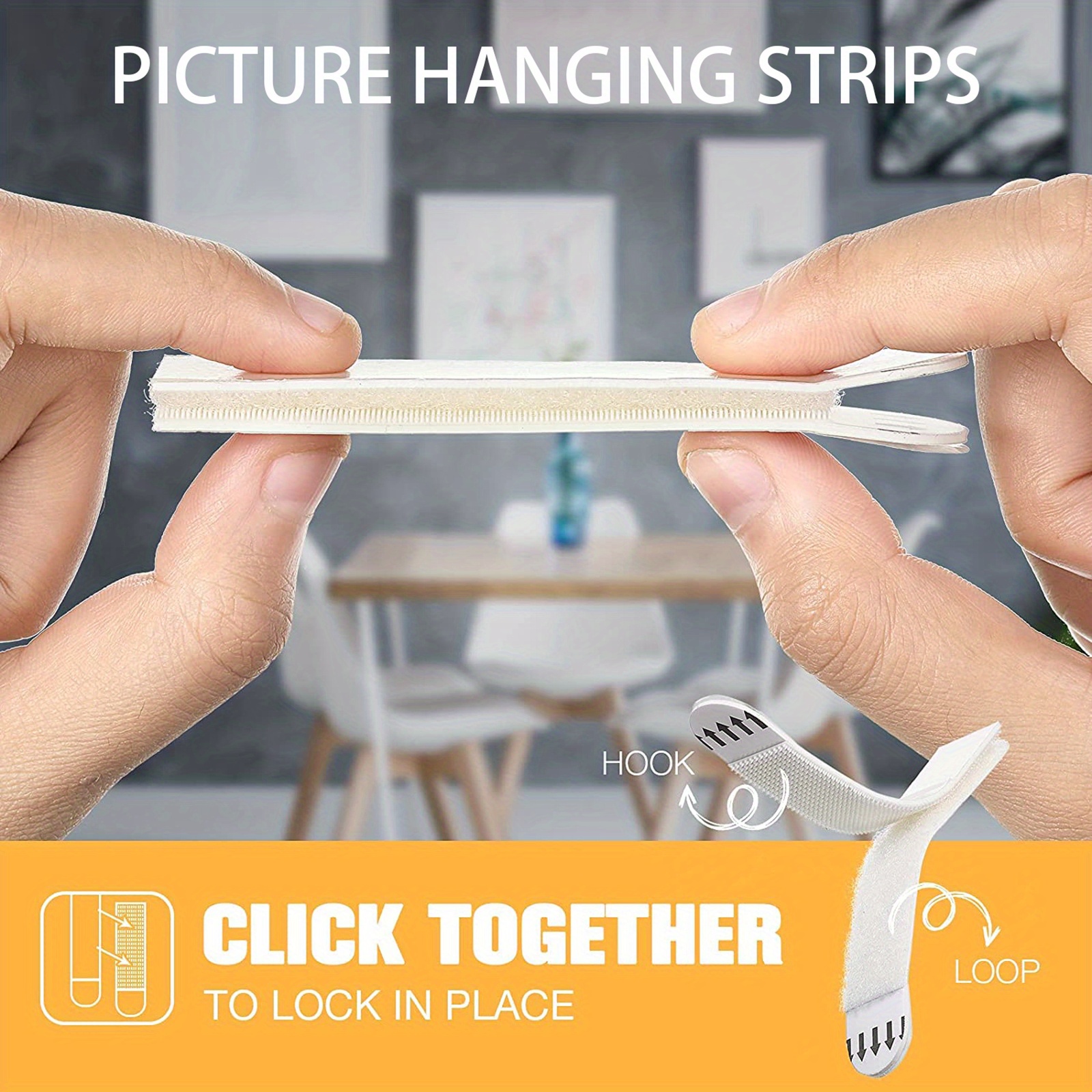 12 Pairs(24Strips) Nicegoin Picture Hanging Strips Command Strips Heavy  Duty Picture Hanging Kit Without Nails Adhesive Strips, Perfect For Wall  Art H