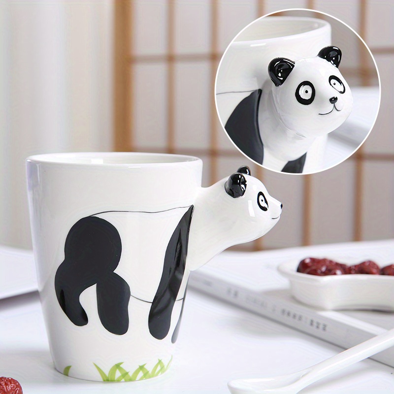Coffee Cup And Saucer Ceramic Mug With Spoon And Lid Coffee Cups Cool,cute, cup With 3d Animal,dog/cat/panda/rabbit Mug,tea,water Cup Gifts Coffee Mug(