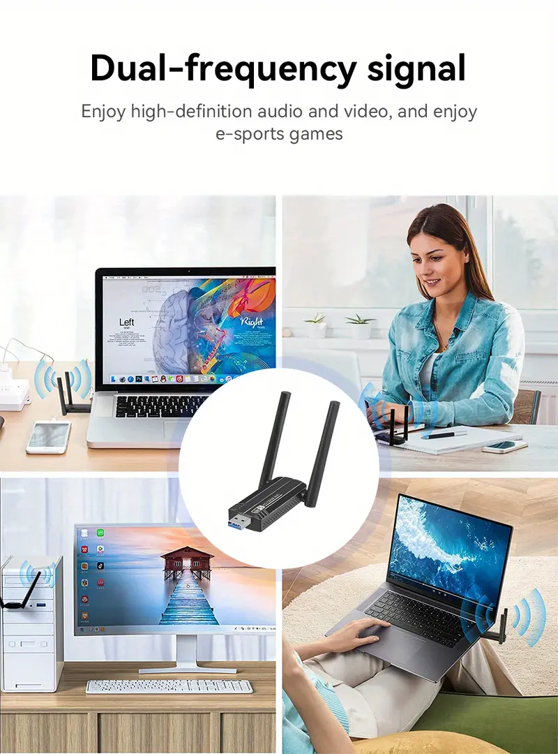 wireless adapter for desktop pc network adapter wireless usb wifi adapter for pc 1300mbps super usb 3 0 dual 5dbi high gain wifi antenna 5 8g 2 4g dual band wifi adapter for desktop pc laptop windows vista xp 7 8 10 11 linux  os 10 9 10 15 details 5