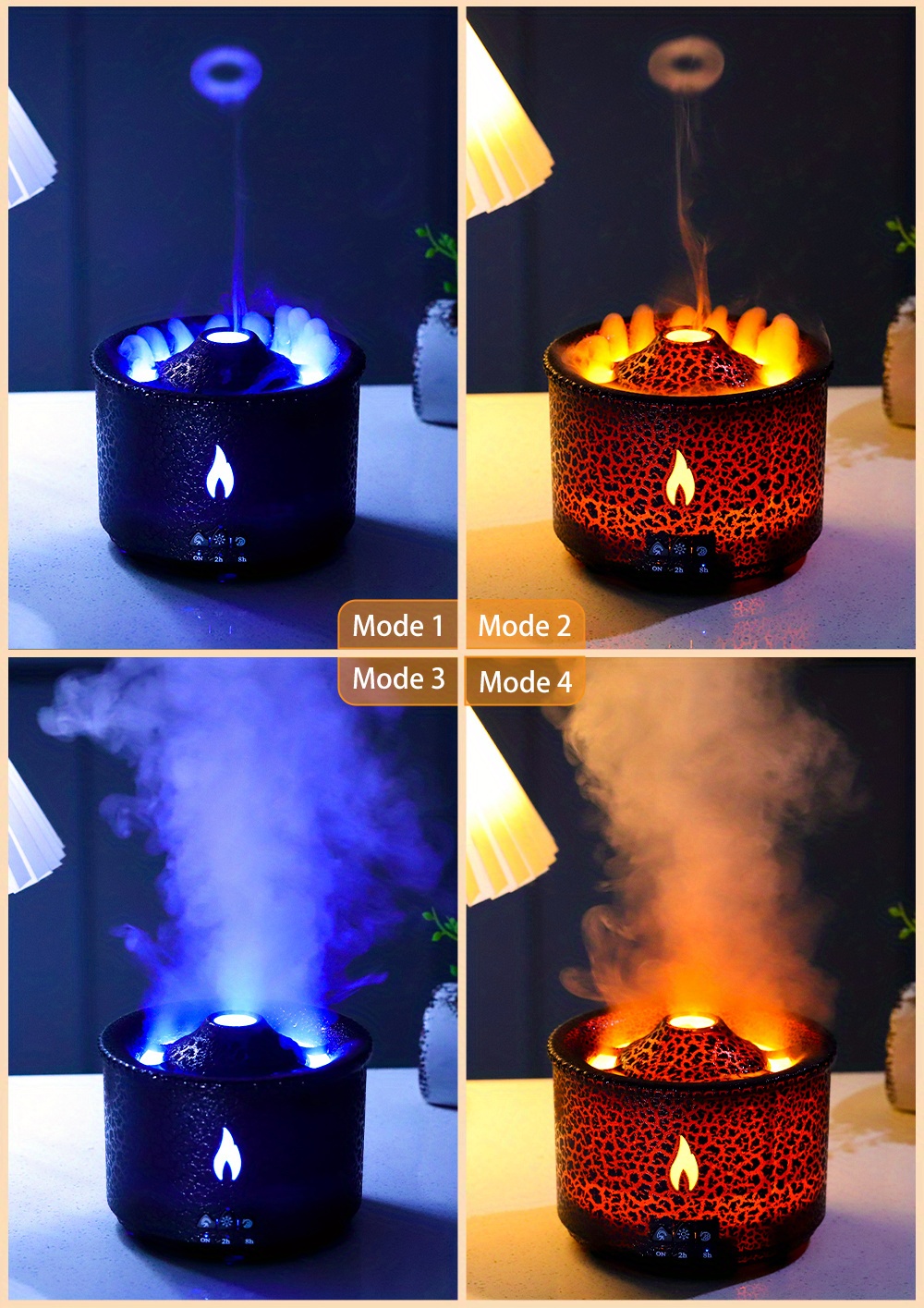 REUP Flame Aroma Diffuser Air Humidifier Ultrasonic Cool Mist Maker Fo –  Enchanted Oil diffuser
