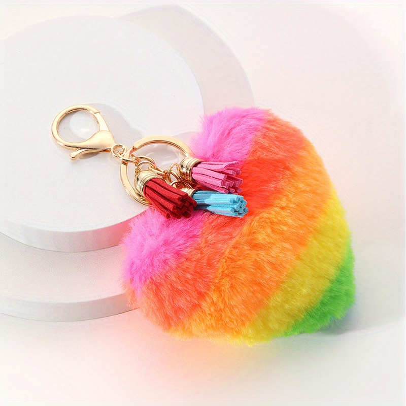 1pc Women's Tassel Pom-pom Keychain With English Letter Charm