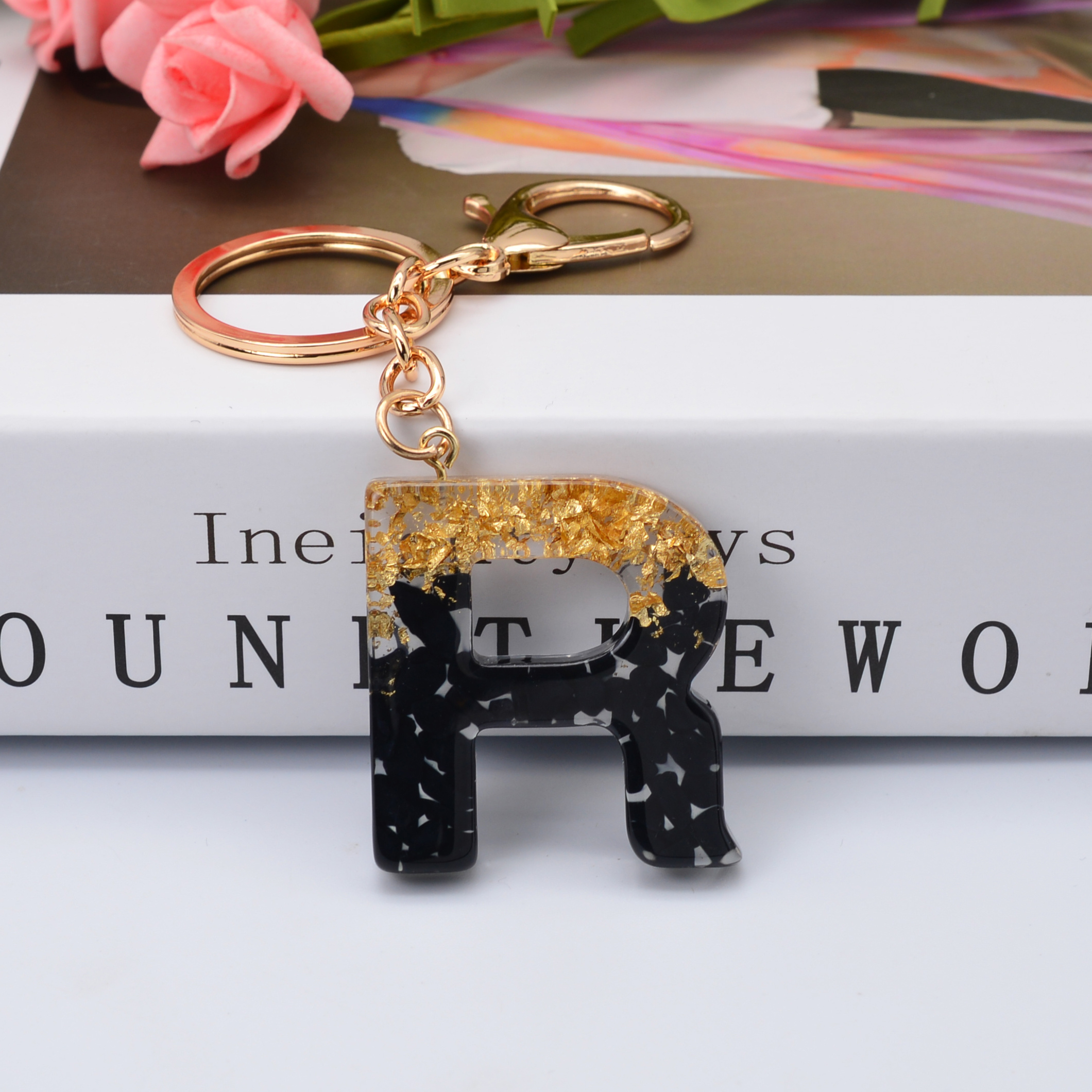 Golden Glitter Initial Letter Keychain Alphabet Key Chain - Temu