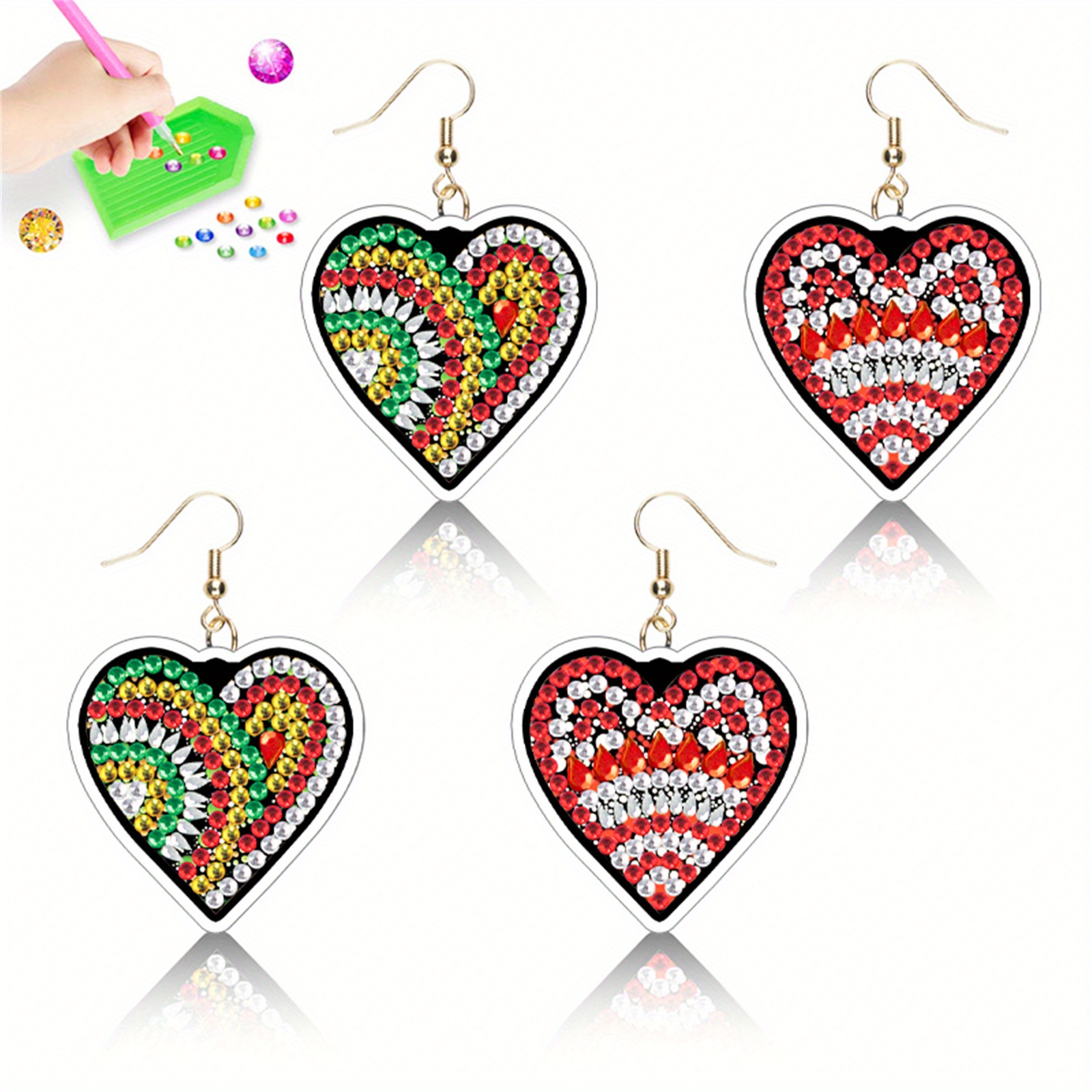 Diamond Painted Earrings Making Kit 5d Handmade Mosaic - Temu