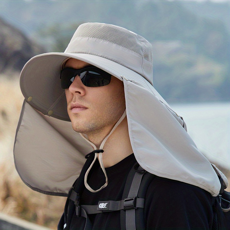 1pc Mens Summer Bucket Hat Neck Protection Sunshade Outdoor Sun