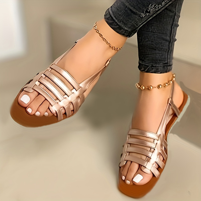 Women's Strap Flat Open Toe Sandals Solid Color Non slip Temu