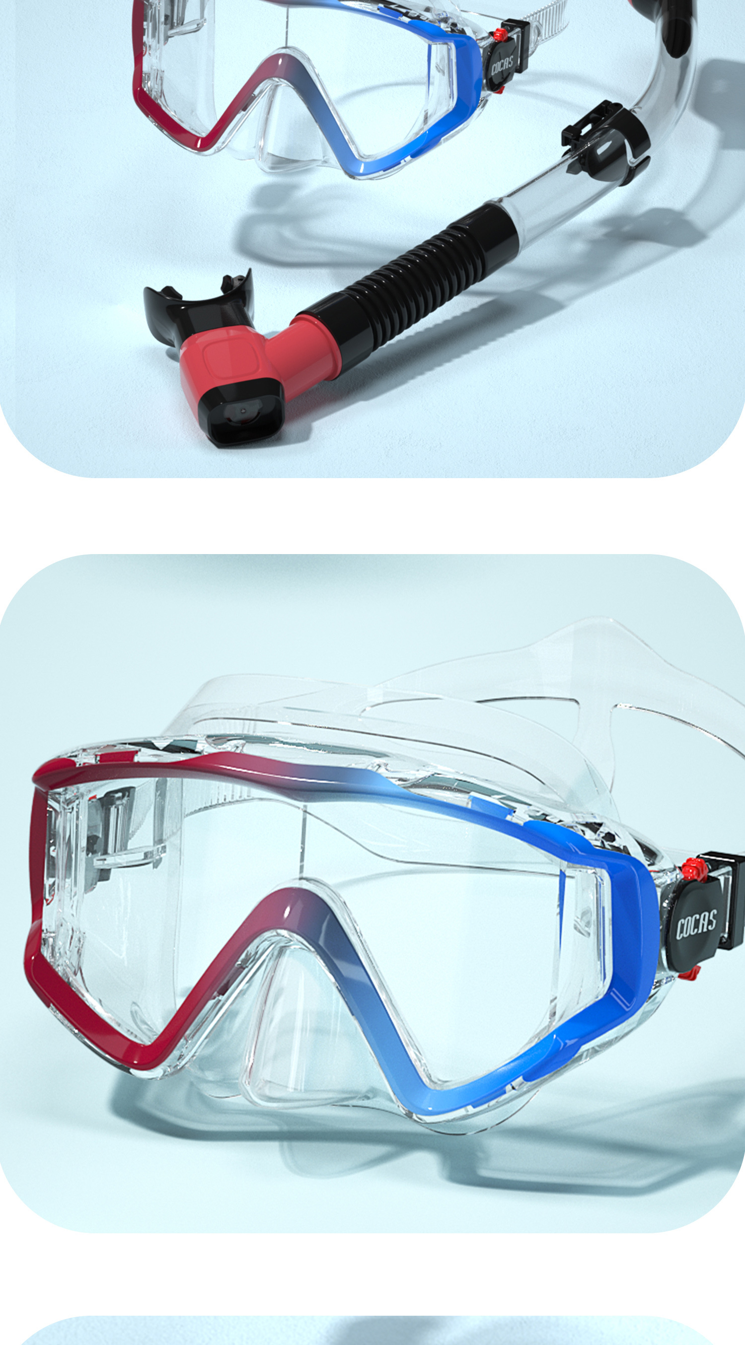 Highdefinition Antifog Diving Goggles With Breathing Tube, Large