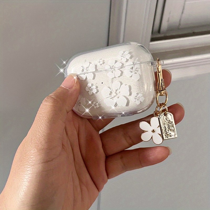 Glitter Small White Flower Suitable Airpodspro2 Airpods3 - Temu