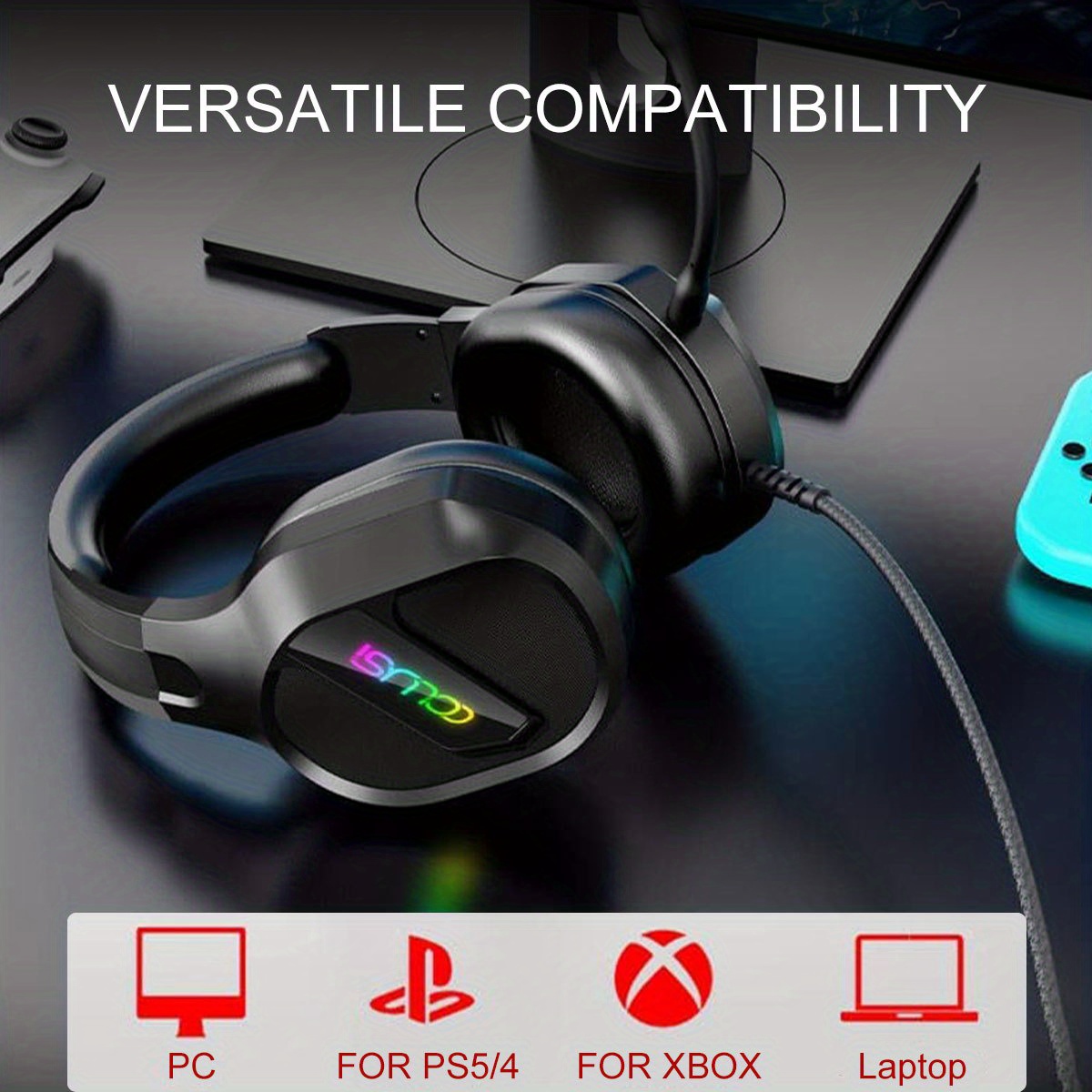 Colusi c400 fone de ouvido para jogos com microfone com cancelamento de ruído som surround fone de ouvido para jogos para ps4 xbox nintendo switch pc detalhes 3