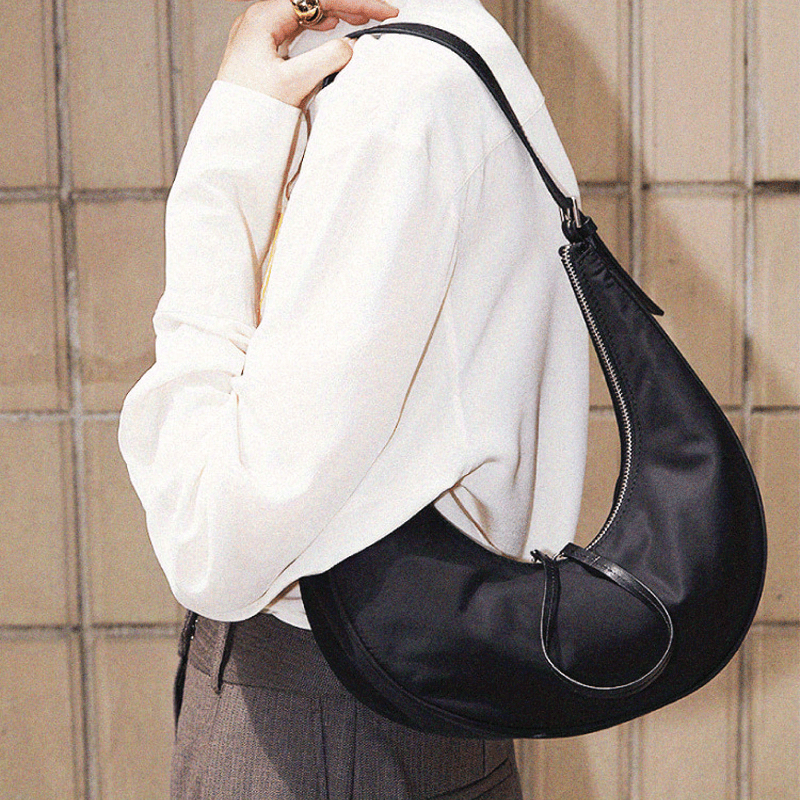 Solid Color Retro Crescent Bag, Casual Simple Felt Hobo Bag