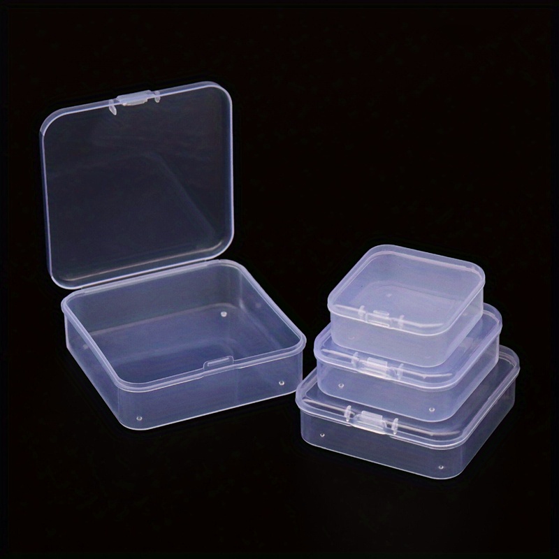 Mingyiq Small Square Transparent Plastic Storage Box Jewelry Crafts Case  Clear Container 