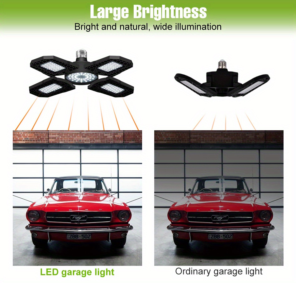 Led Garage Light E 27 Deformable Garage Ceiling Light Bulb - Temu