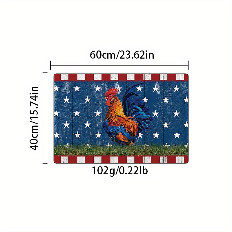 American Flag Area Rug, 4th Of July Big Rooster Patriotic Area Rugs,  Non-slip Anti-fatigue Carpet, Machine Washable, Entrance Welcome Door Mat,  Living Room Bedroom Dormitory Carpet Room Decor, Independence Day Decor 