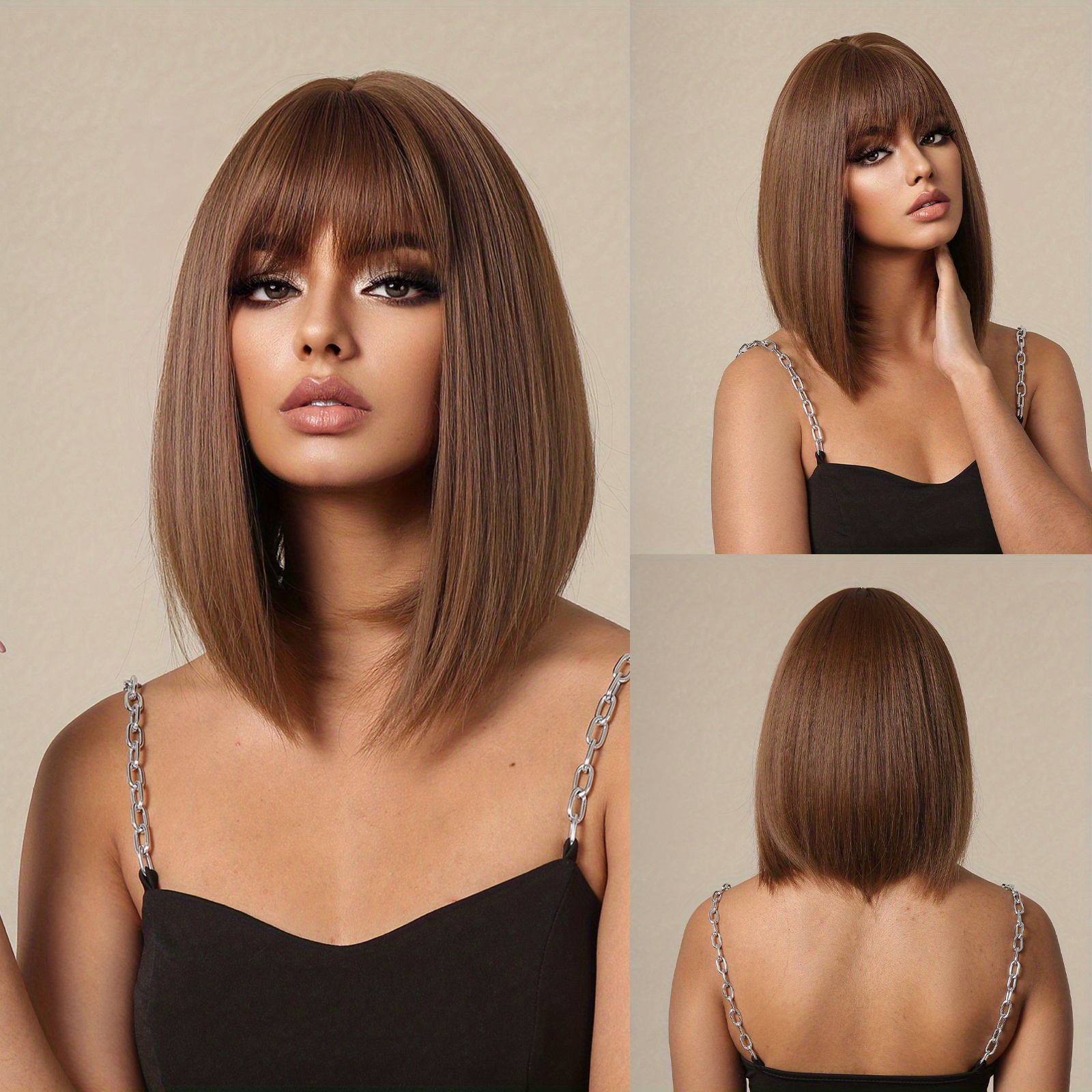 Blonde Straight Synthetic Wig with Bangs 35 56 cm Long