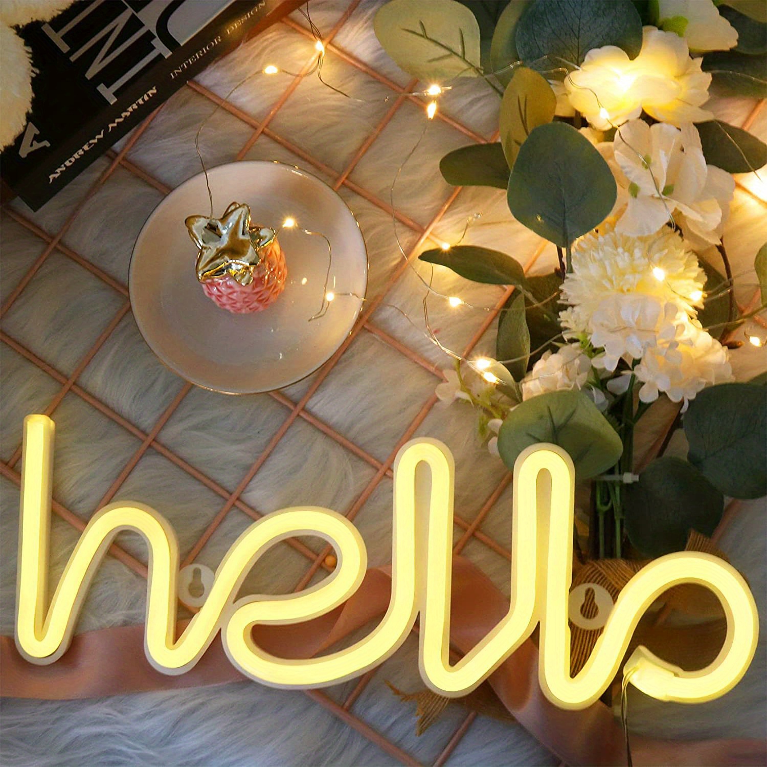 Led Hello Neon Word Sign Neon Letters Light Art Decorative - Temu