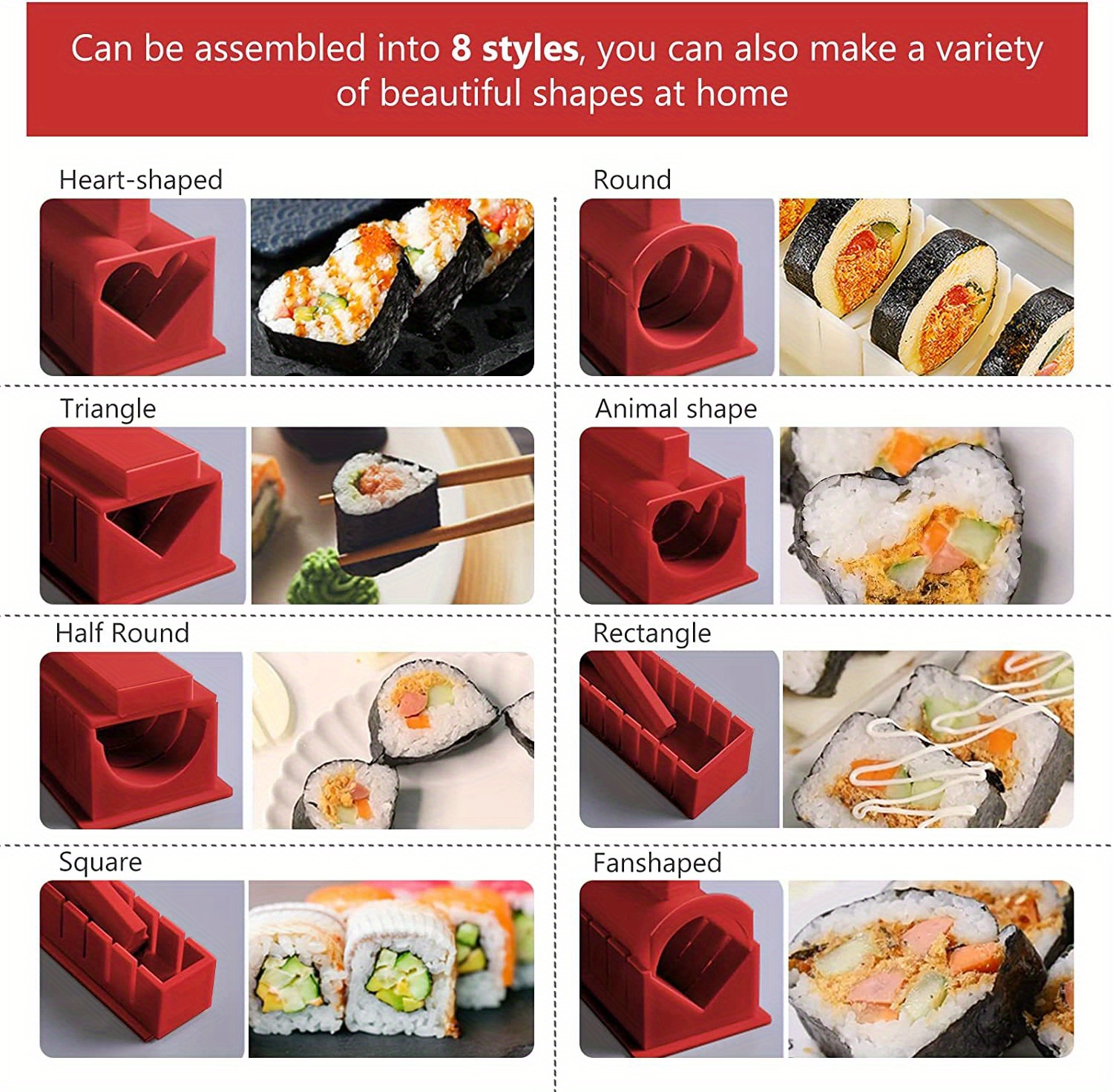 10pcs/set, Sushi Maker Set, Sushi Making Kit, Plastic Sushi Maker Tool,  Sushi Roller Kit, Rice Mold, Rice Ball Mold, DIY Mold, Spreader, Kitchen  Tools