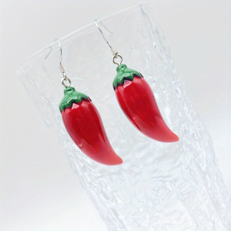 Cute Imitation Chili Resin Earrings Fruit Vegetable Jewelry - Temu Australia