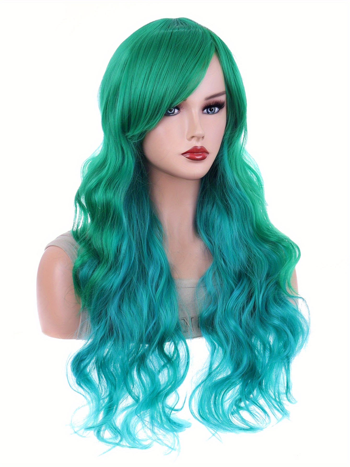 Colorful Ombre Synthetic Wig Women Long Curly Hair Daily Use Temu 